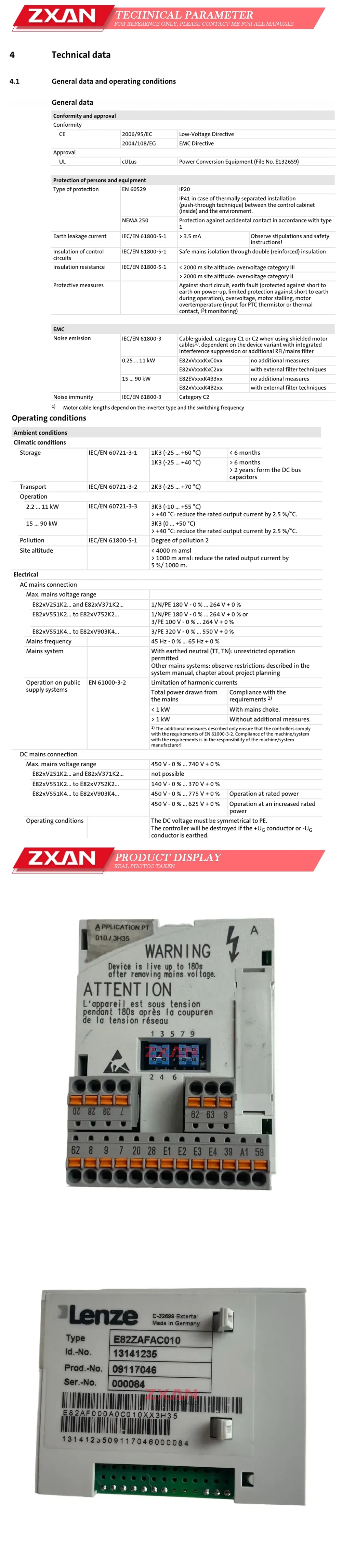 Lenze E82ZAFAC010 Description