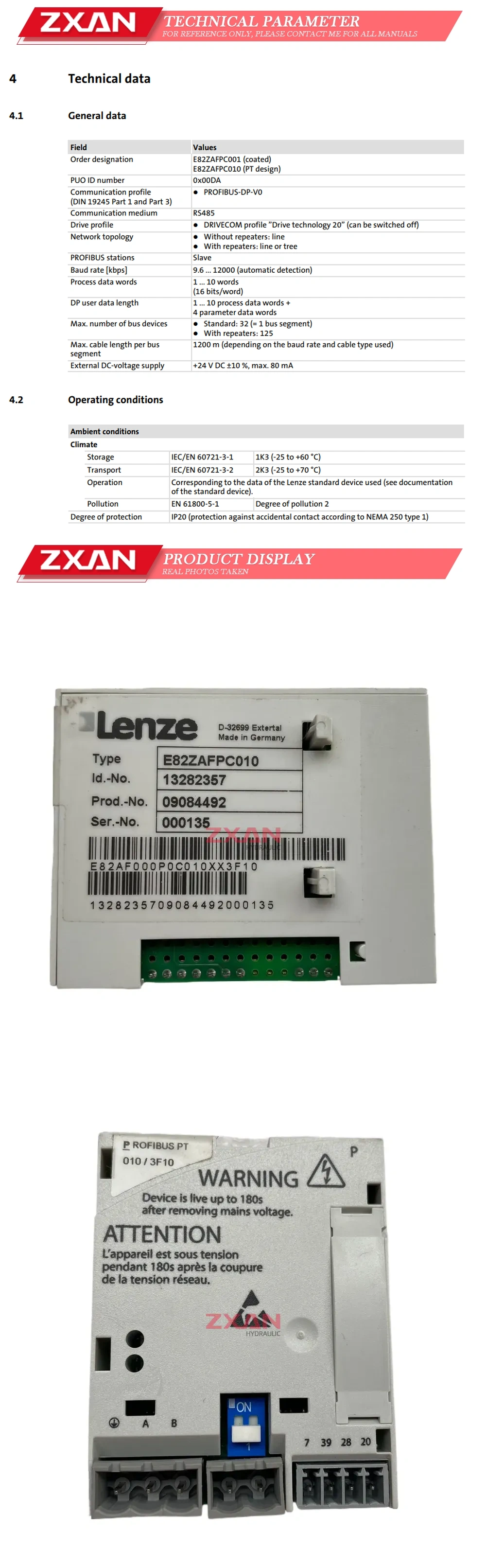 Lenze E82ZAFPC010 Description
