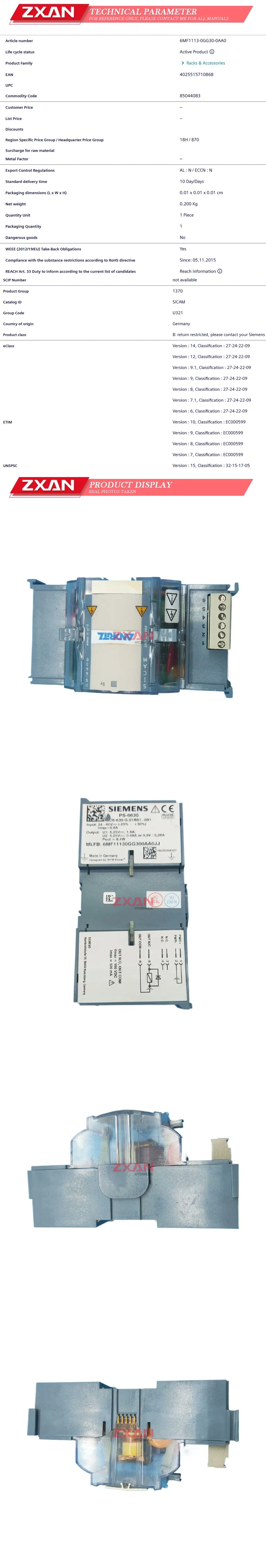 SIEMENS PS-6630 6MF11130G Description