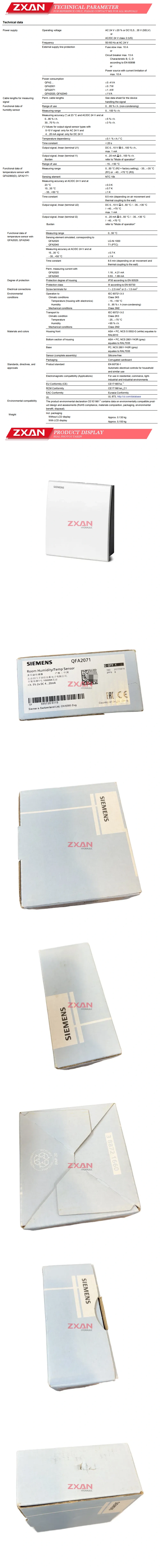SIEMENS QFA2071 Description