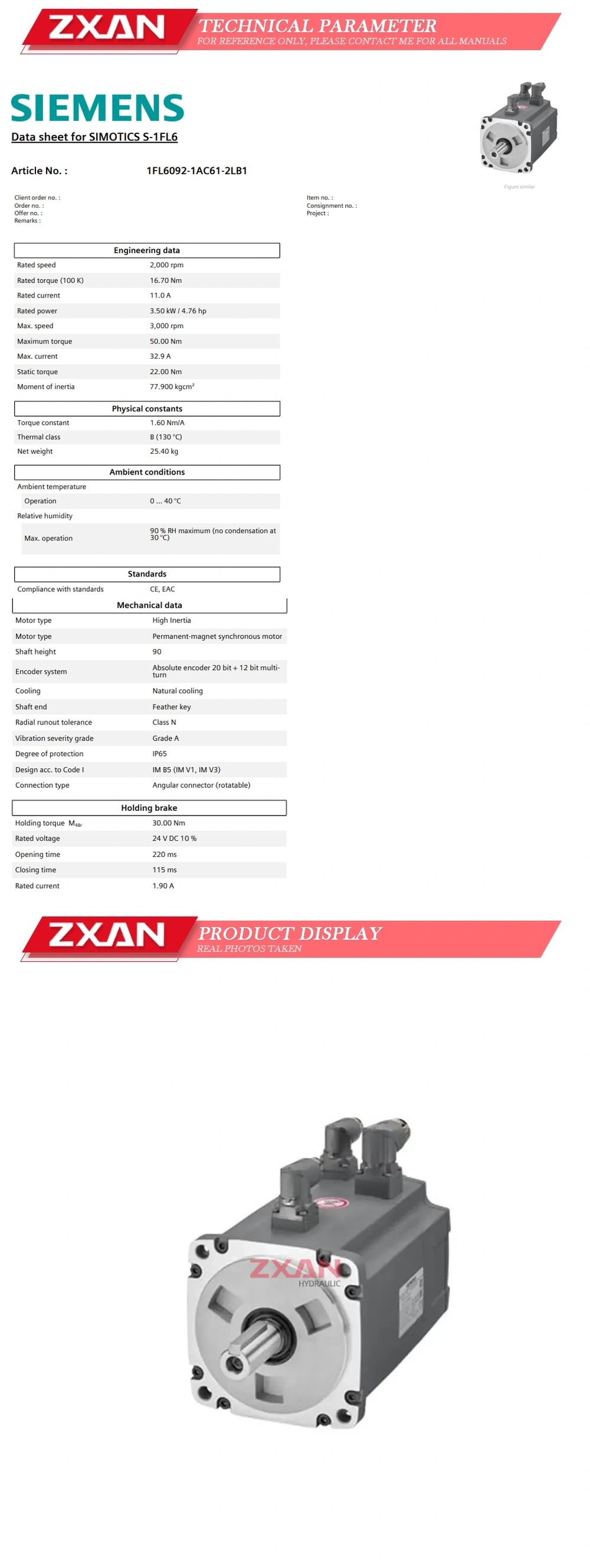 Siemens 1FL6092-1AC61-2LB1 Description