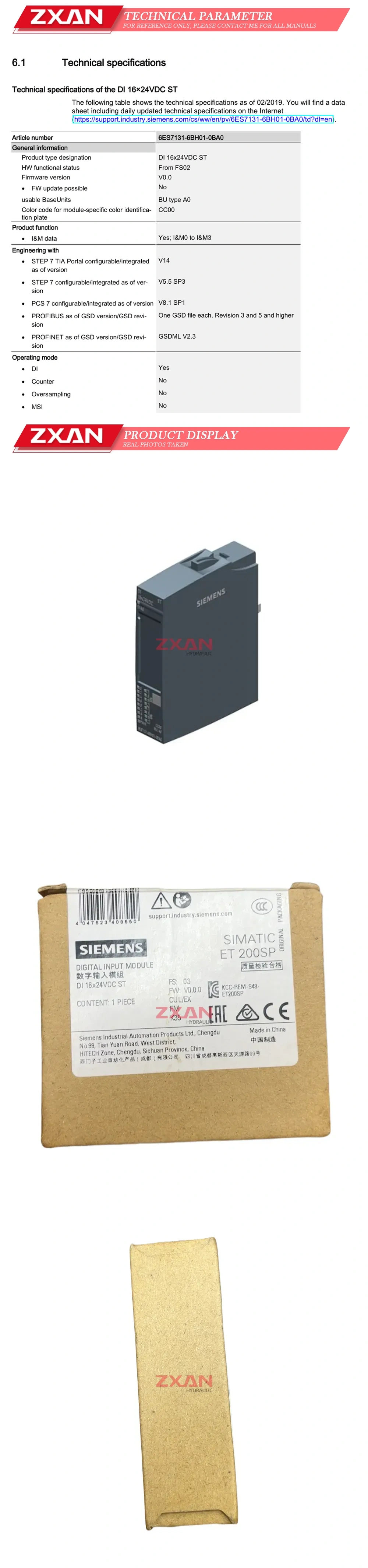 Siemens 6ES7131-6BH01-0BA0 Description