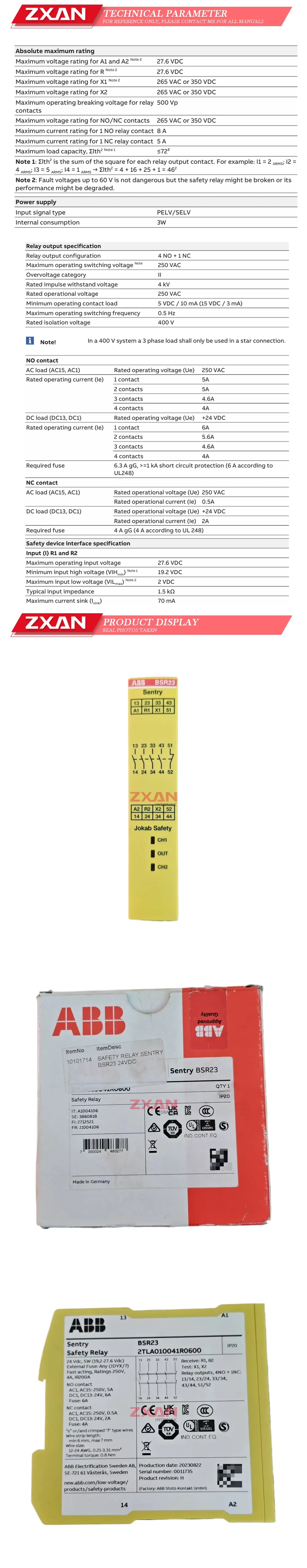 ABB BSR23 Sentry Safety Relay Description