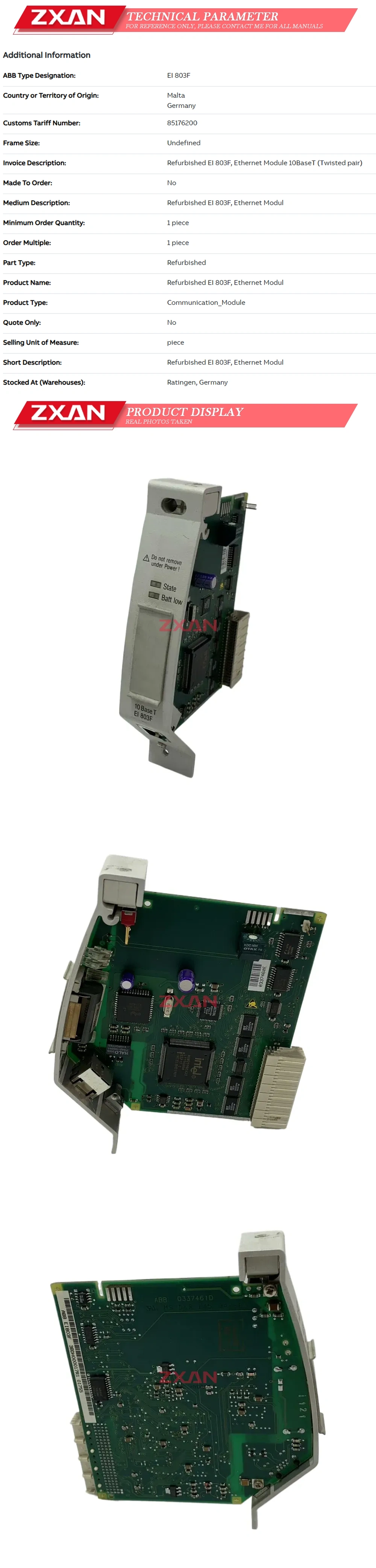 ABB EI803F 3BDH000017R1 Description