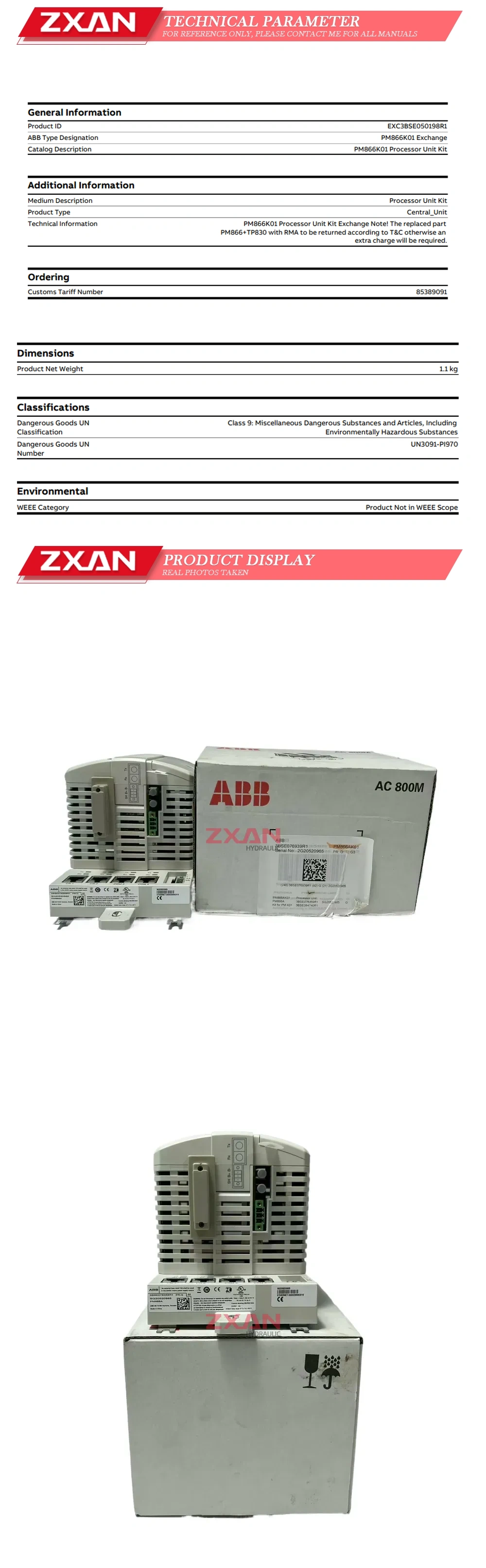 ABB PM866K01 EXC3BSE050198R1 Description