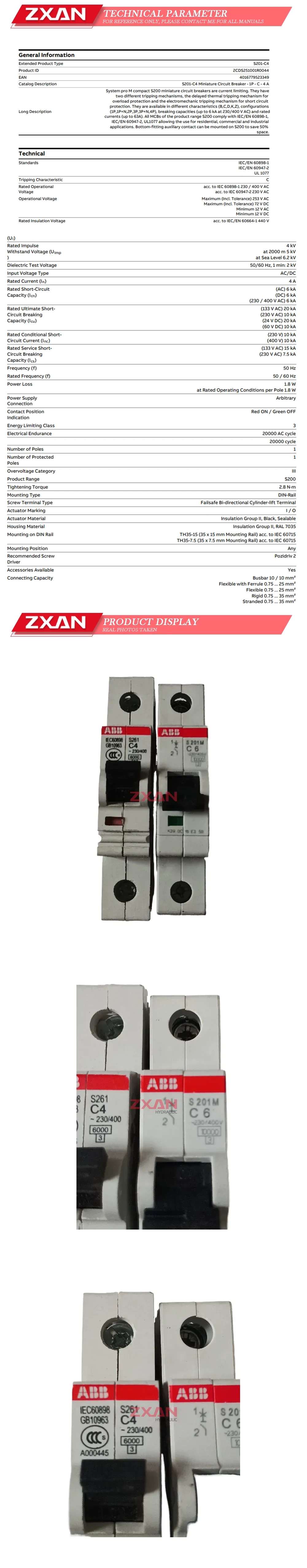 ABB S201M-C4 Description