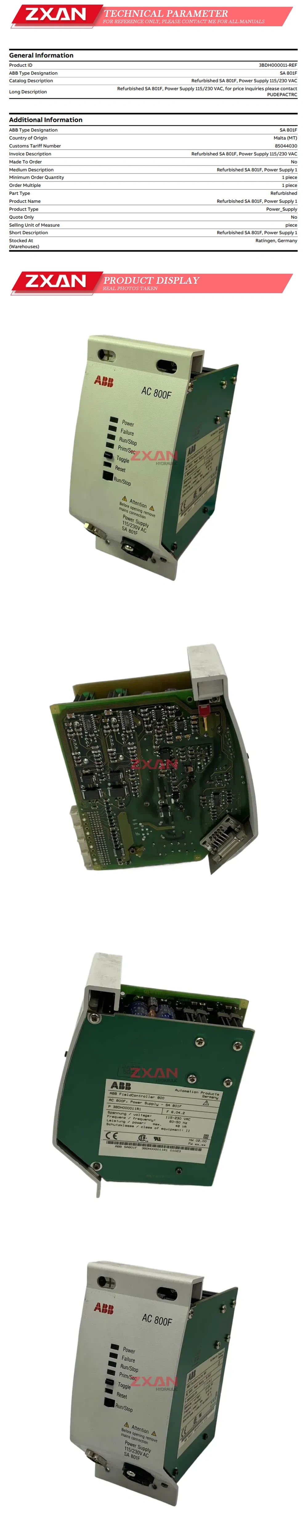 ABB SA801F 3BDH000011R1 Description