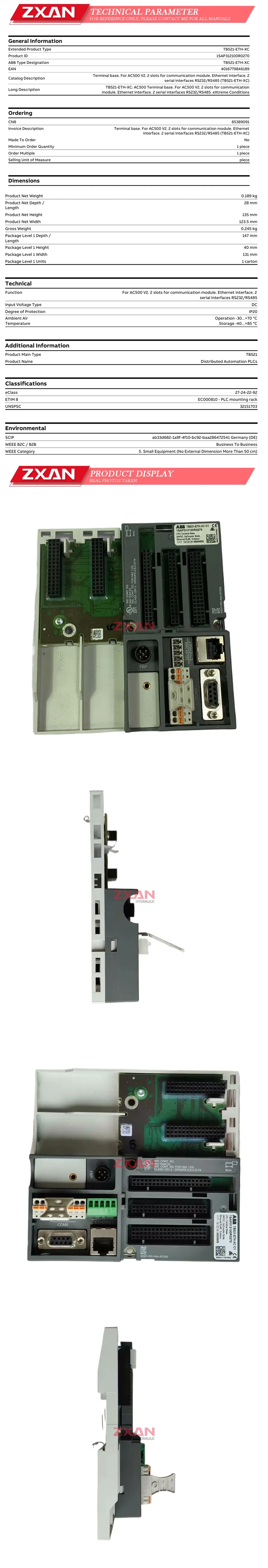 ABB TB521-ETH-XC 1SAP312100R0270 Description
