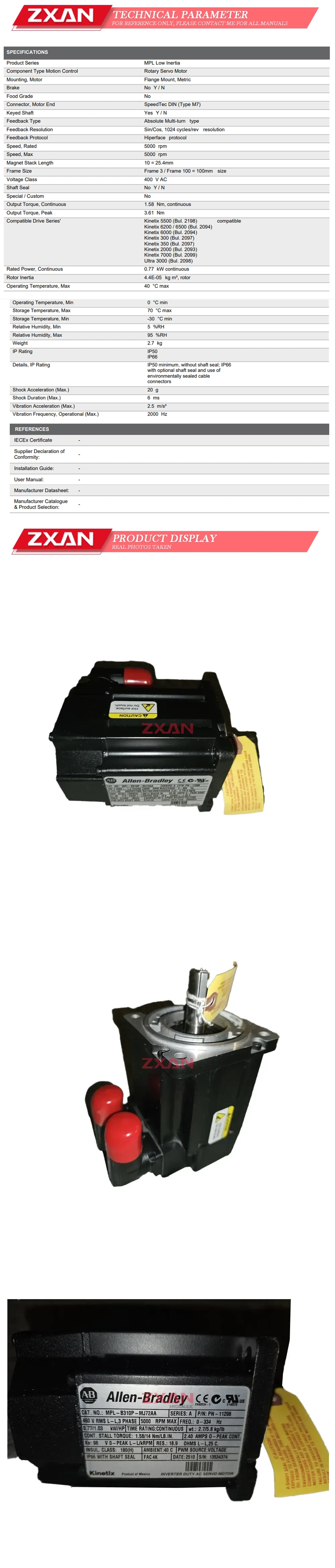Allen-Bradley MPL-B310P-MJ72AA Description