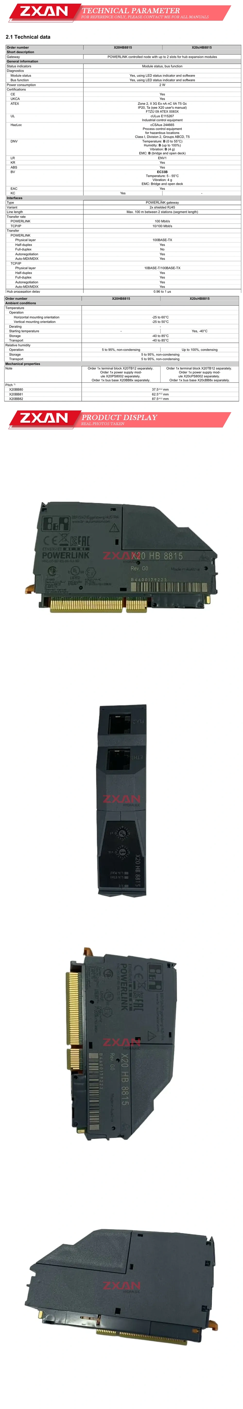 B&R X20HB8815 Description