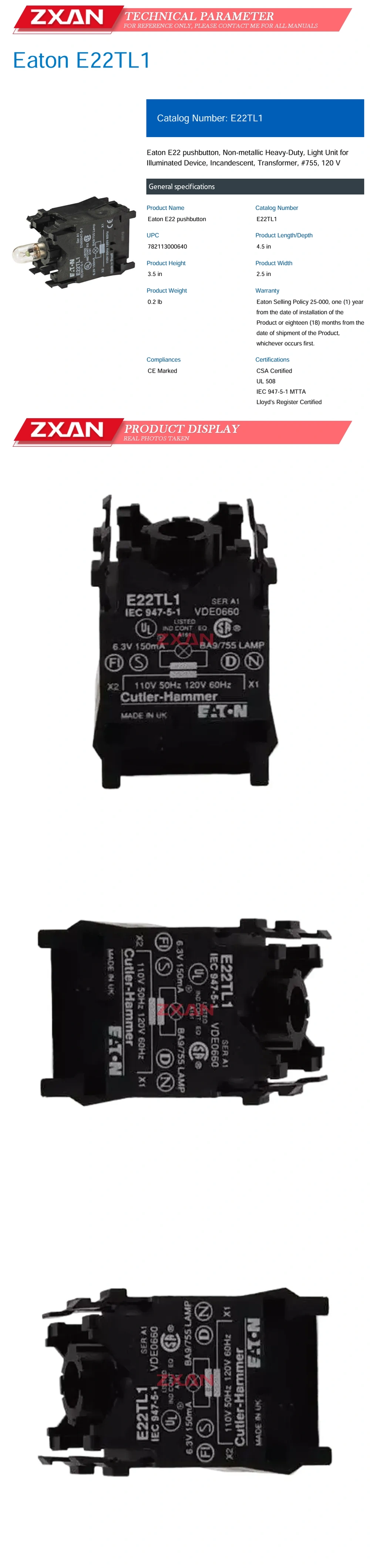 CUTLER HAMMER E22TL1 Description