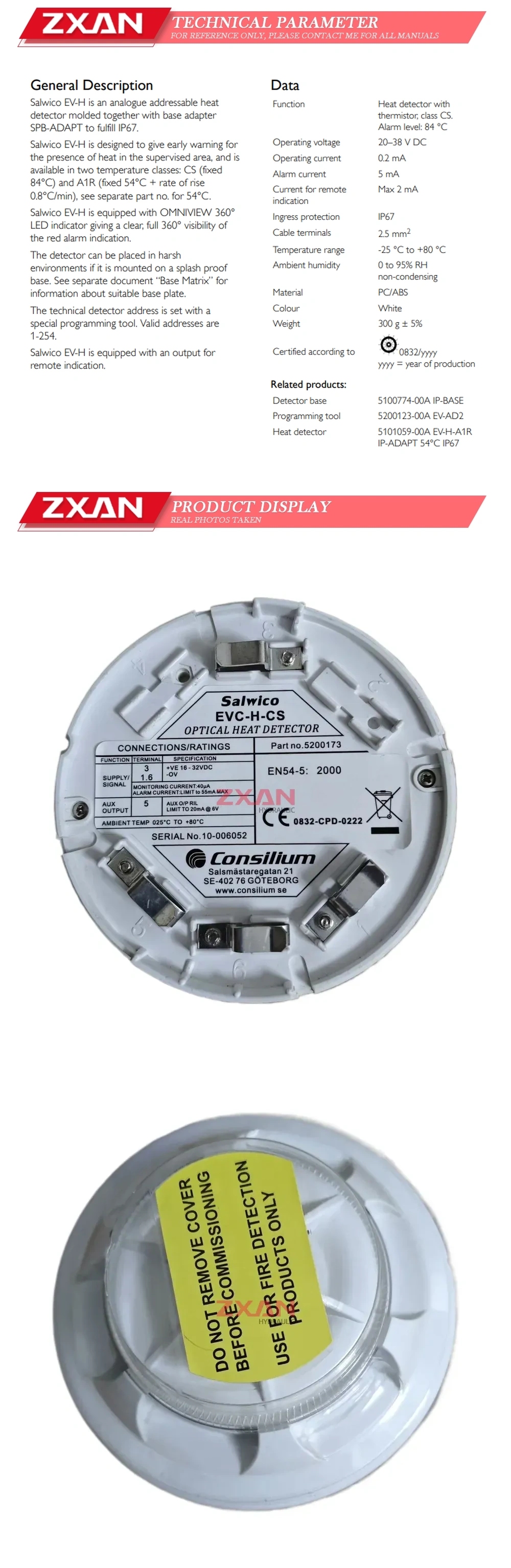 Consilium EVC-H-CS temperature detector Description