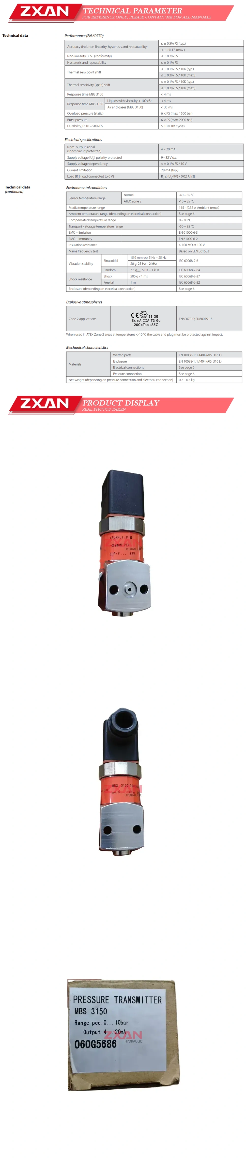 DANFOSS MBS3150 060G5686 sensor Description