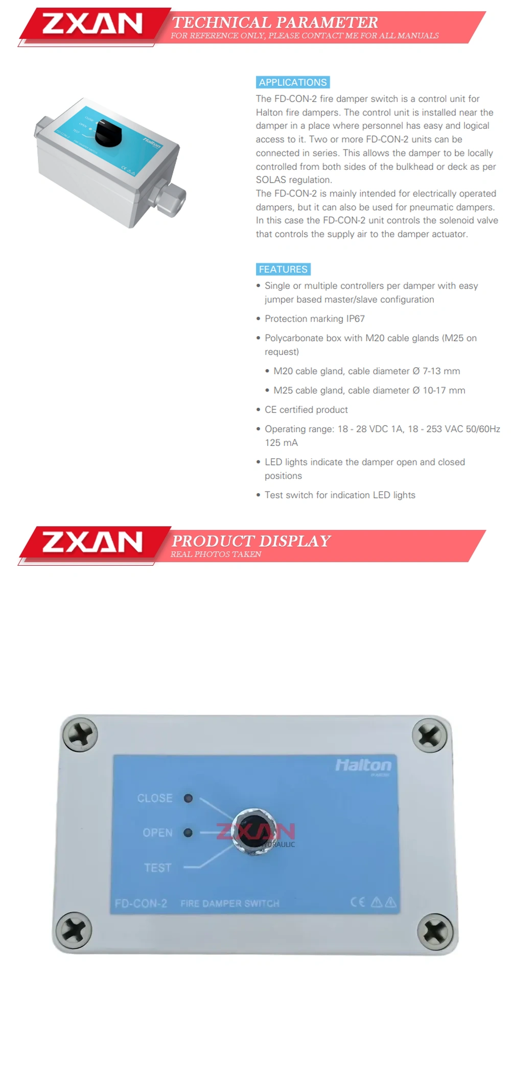 Halton FD-CON-2 Drain Valve Description