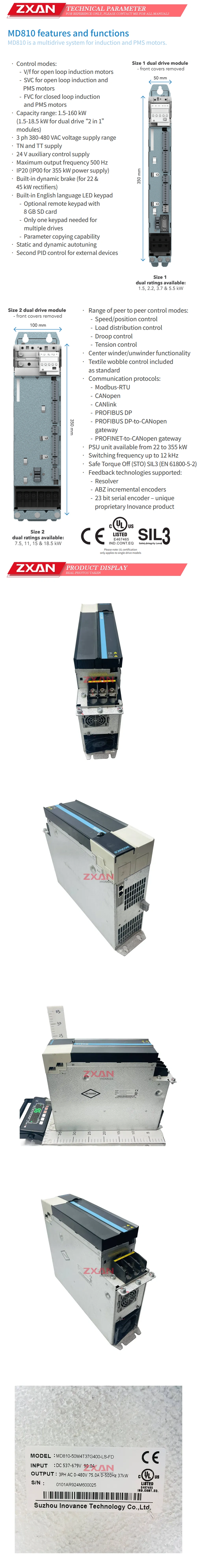INOVANCE MD810-50M4T37G400-LS-FD Description