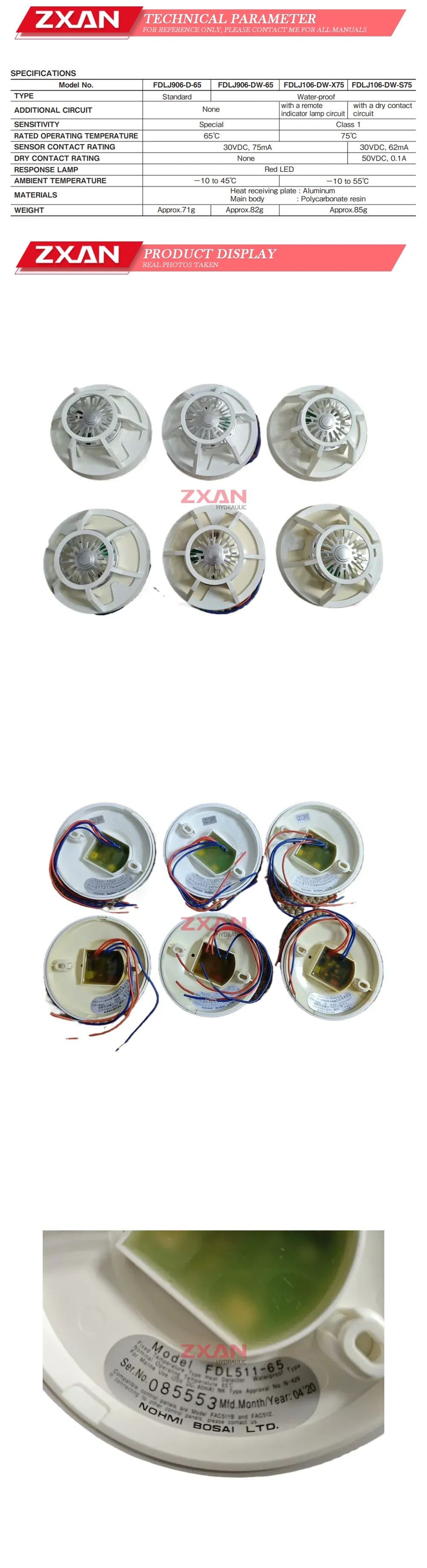 NOHMI FDL511-65 Temperature-sensing fire alarm detector Description