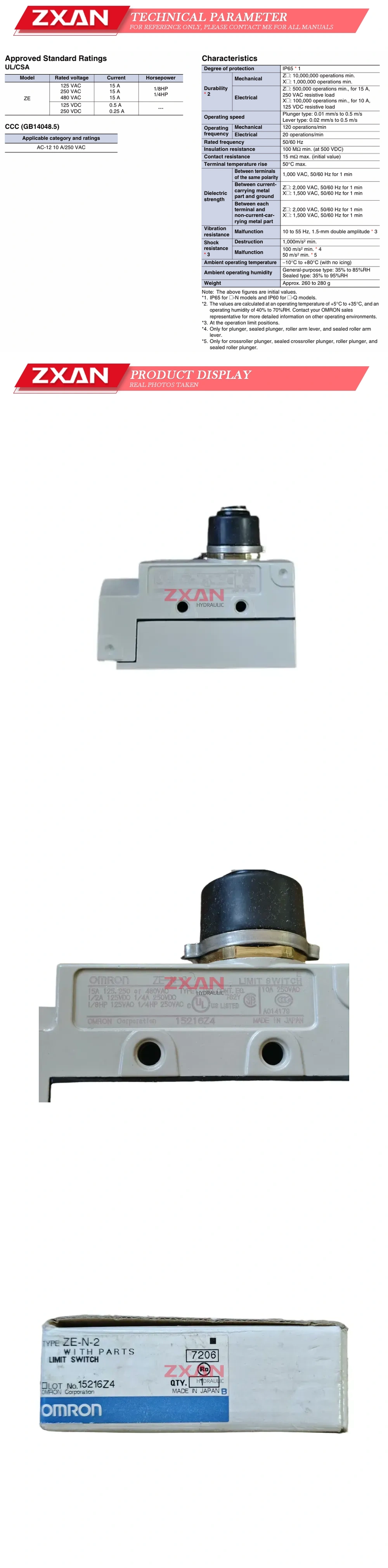 OMRON ZE-N-2 Limit switch Description