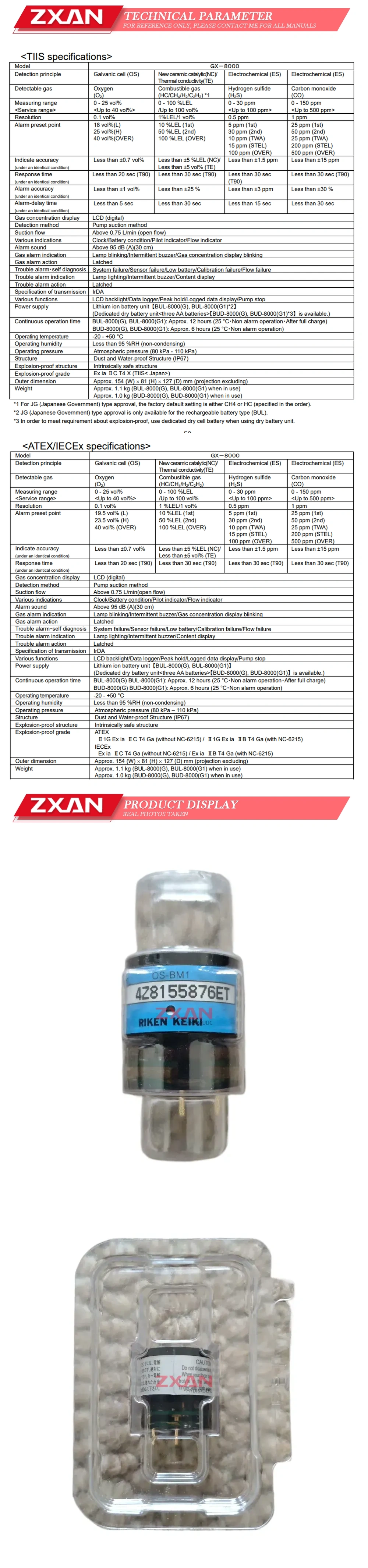 RKI GX-8000 Instrument probe Description