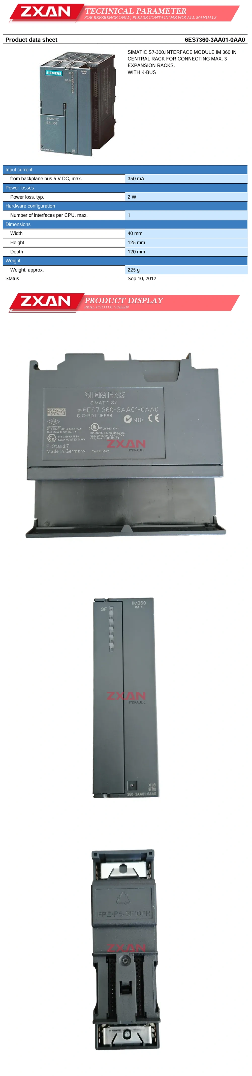 SIEMENS 6ES7360-3AA01-0AA0 Module Description