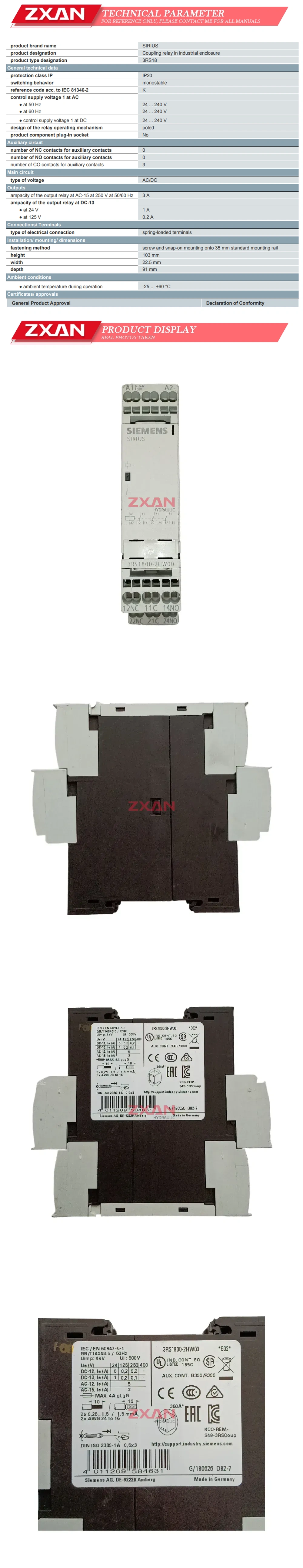 Siemens 3RS1800-2HW00 Description