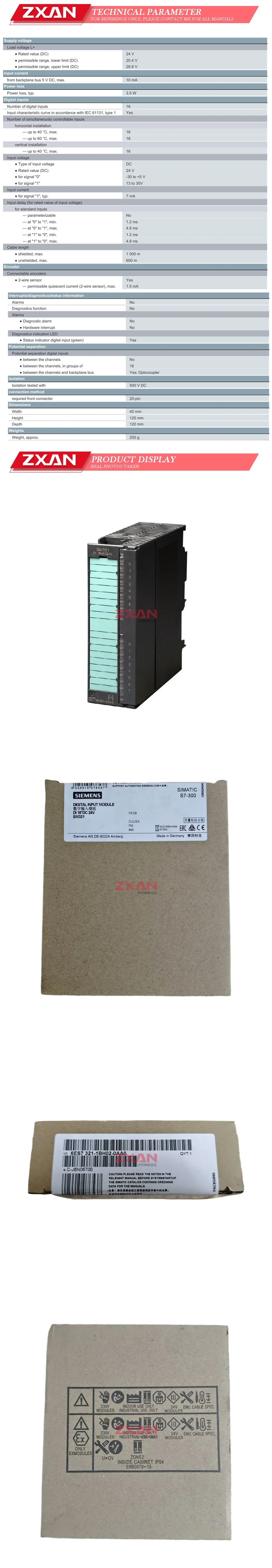 Siemens 6ES7321-1BH02-0AA0 Numeric input module Description