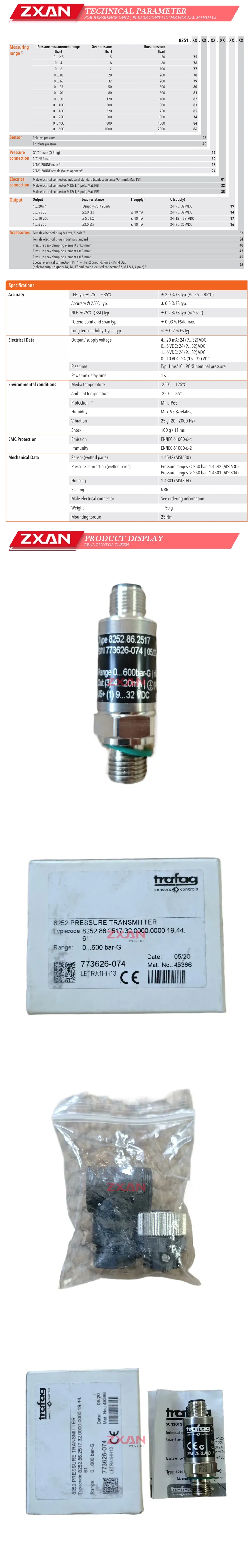 Trafag 825286.2517.32.0000.0000.19.44.61 pressure sensor Description