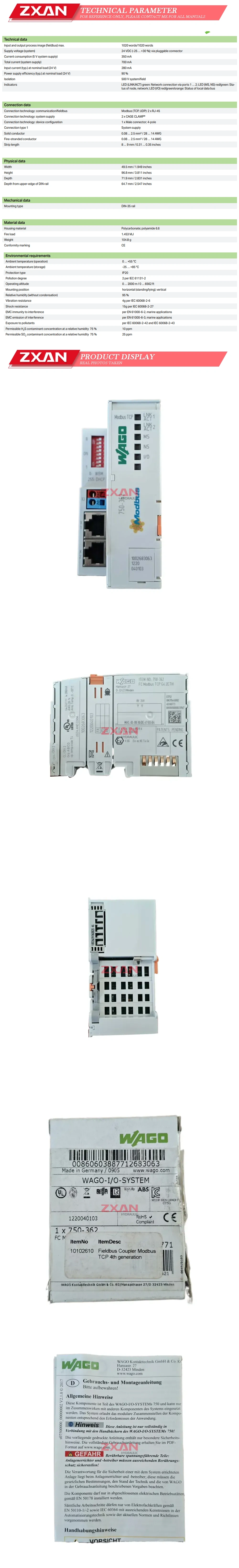 WAGO 750-362 Communication module Description