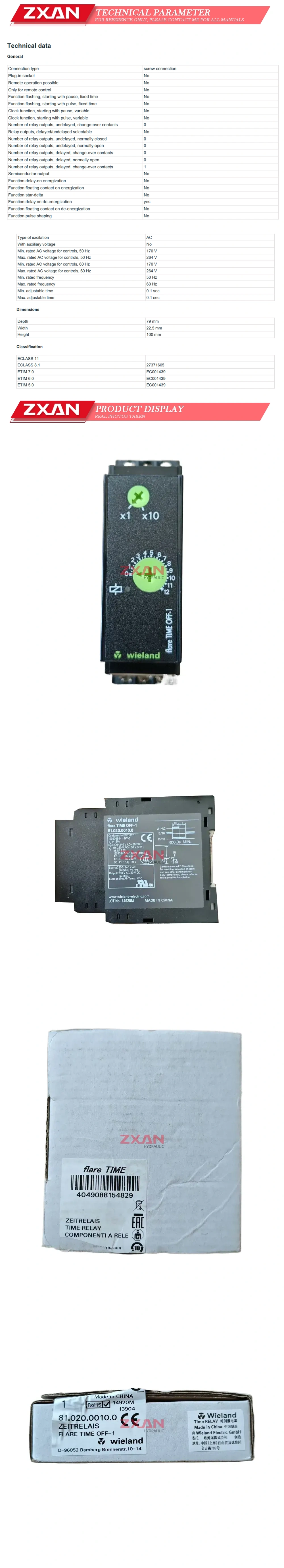 Wieland 81.020.0010.0 Time relay Description