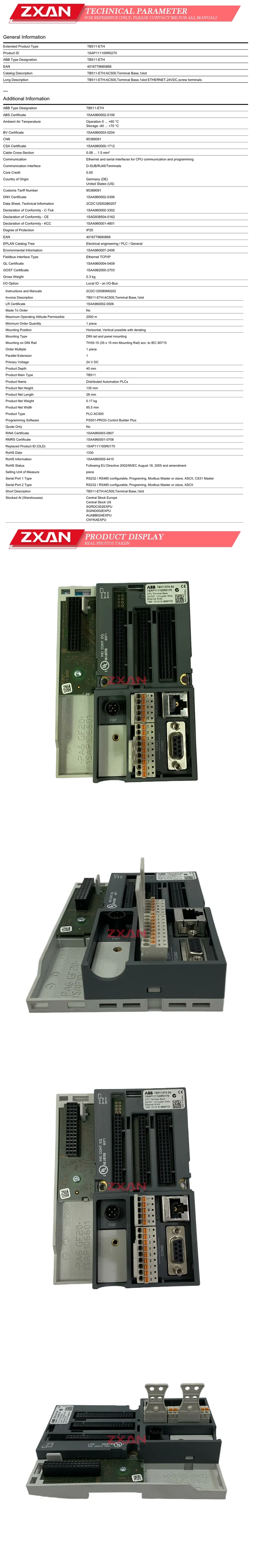ABB TB511-ETH 1SAP111100R0170 communication module Description