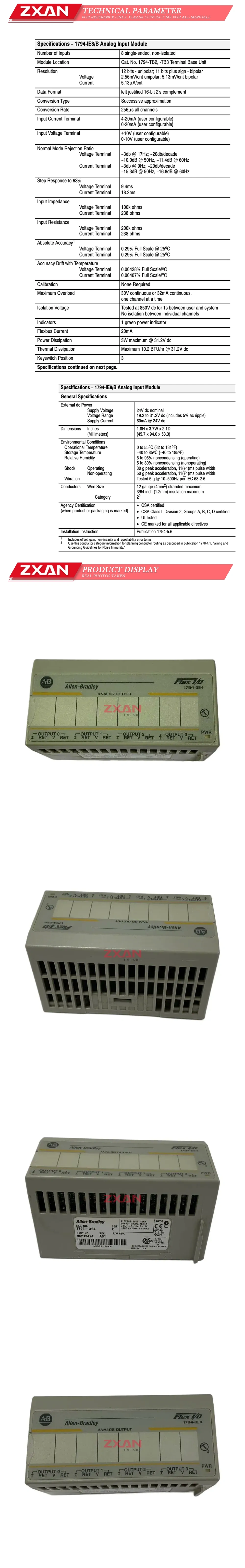 Allen Bradley 1794-OE4 Modules Description