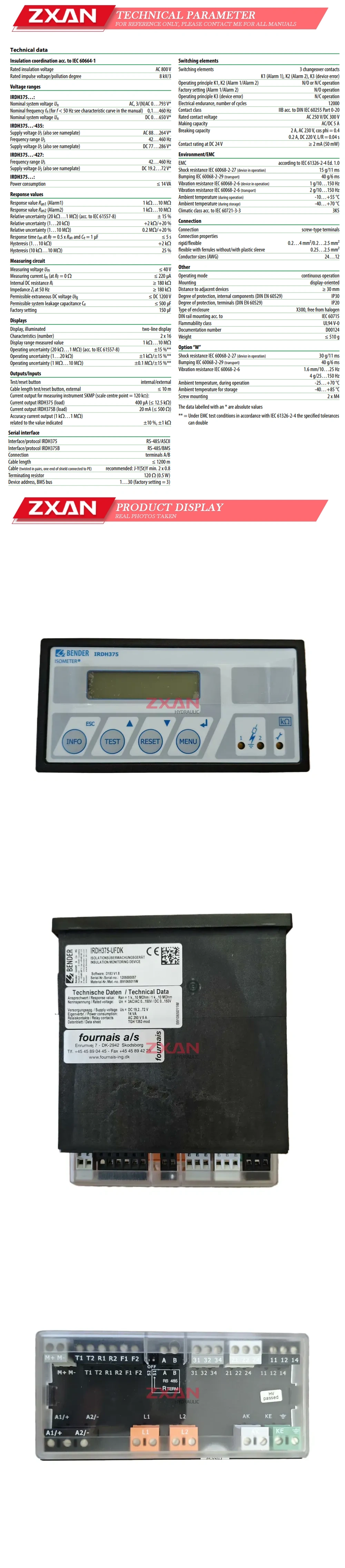 BENDER ISOMETER IRDH375-UFDK Description