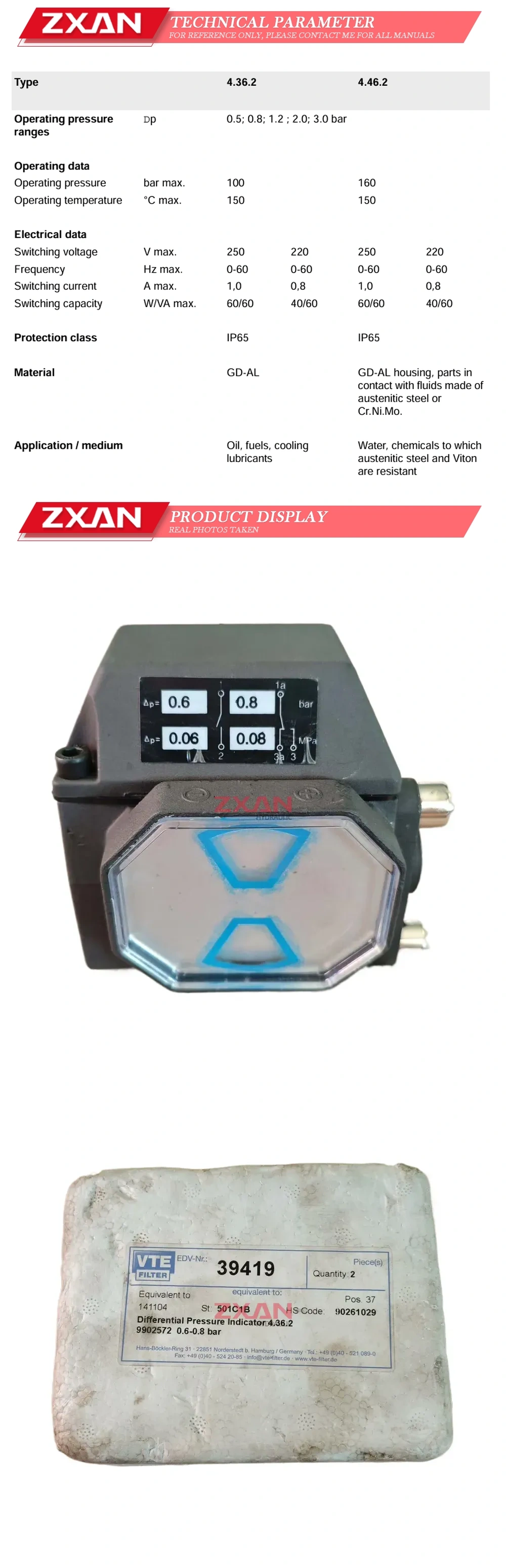 BOLL&VTE 4.36.2 Differential pressure indicator Description