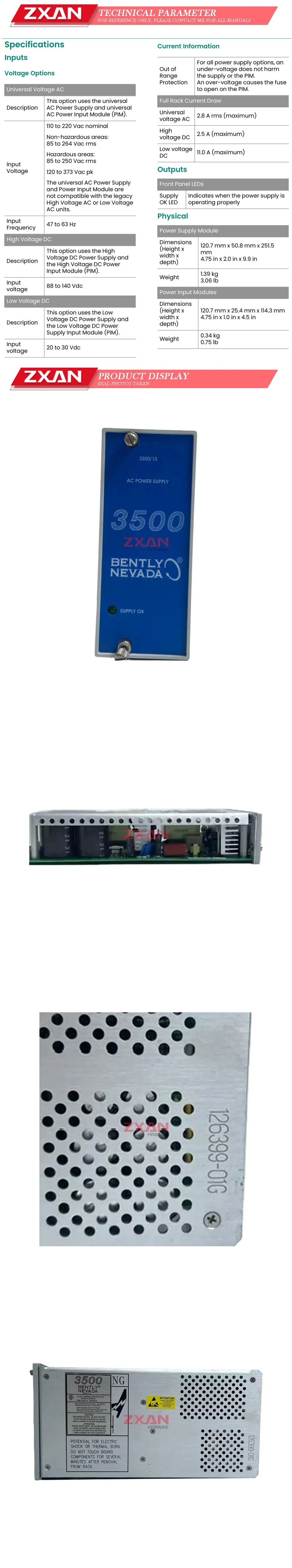 Bently 126399-01G Supply Module Description