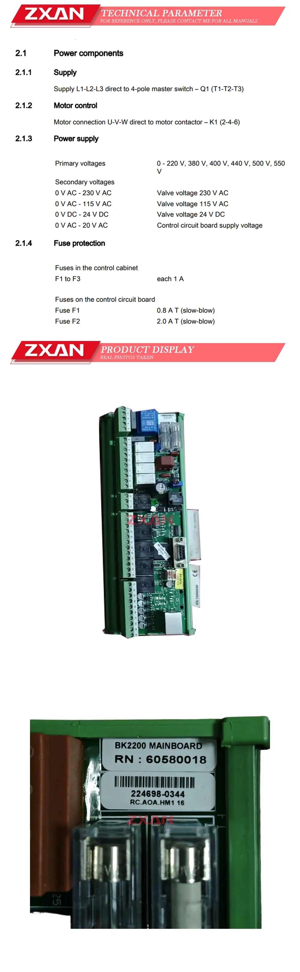 Bollfilter BK 2200 Main Board Description