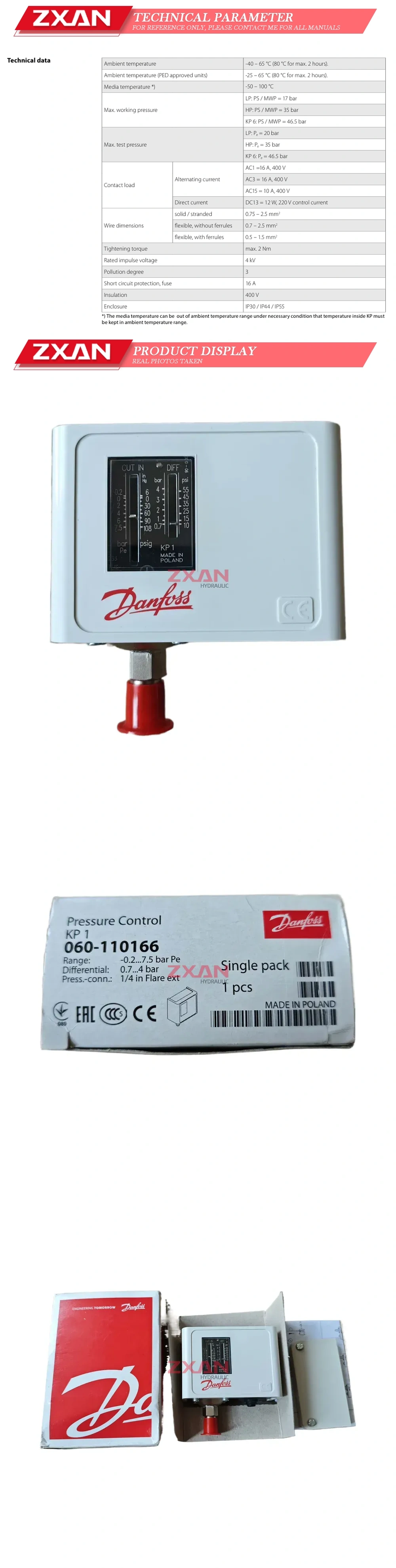 Danfoss 060-110166 pressure switch Description