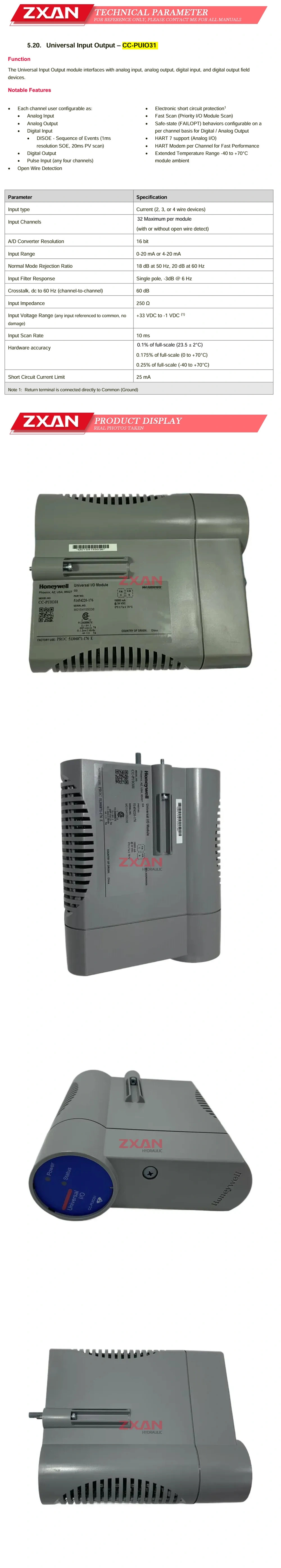 Honeywell CC-PUIO31 Solution Specification Description