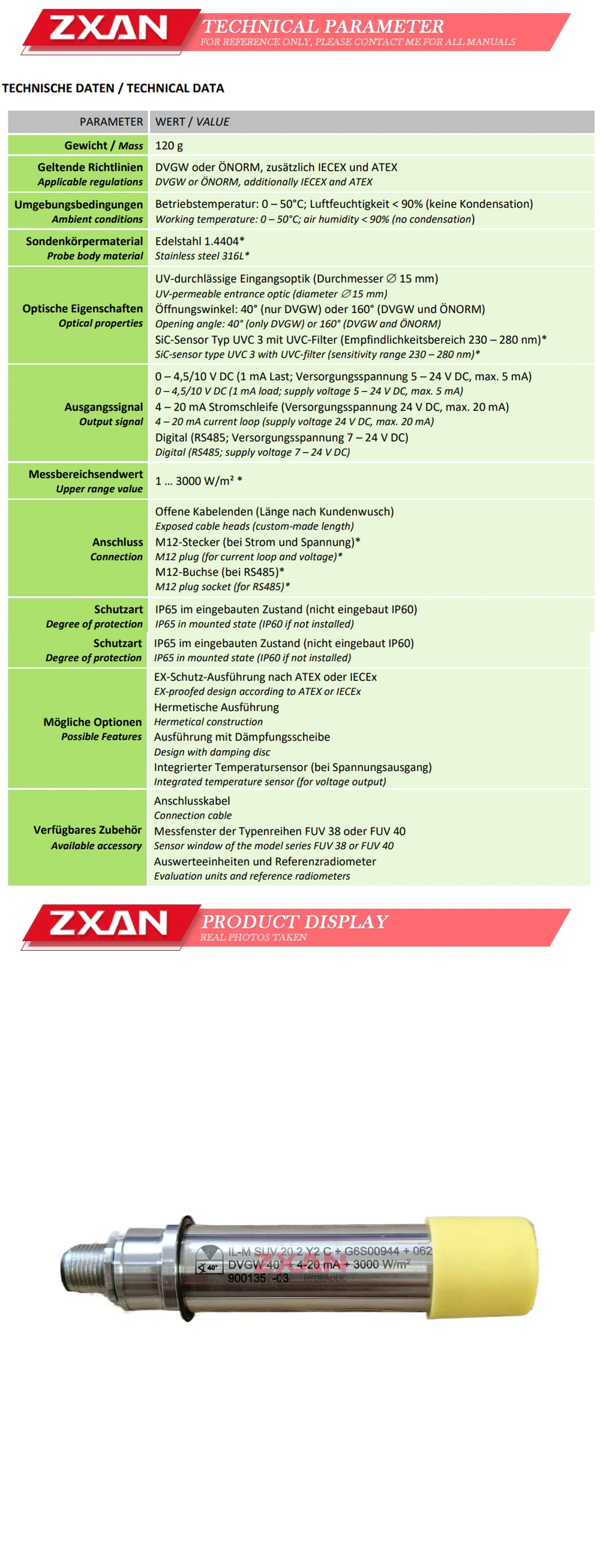 IL METRONIC SUV20.2 Y2 C. SUV20.2 Y2C. sensor Description