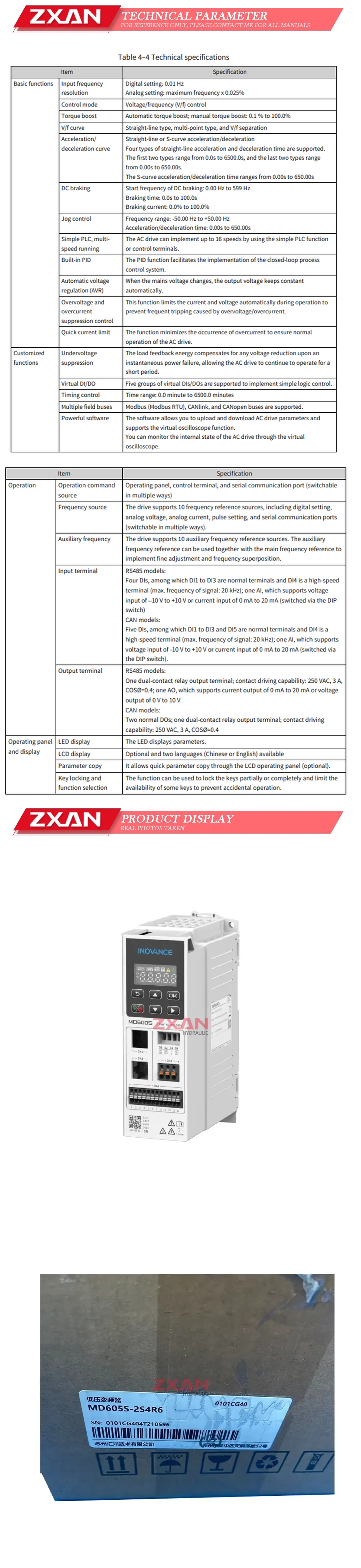 Inovance MD605S-2S4R6 Description