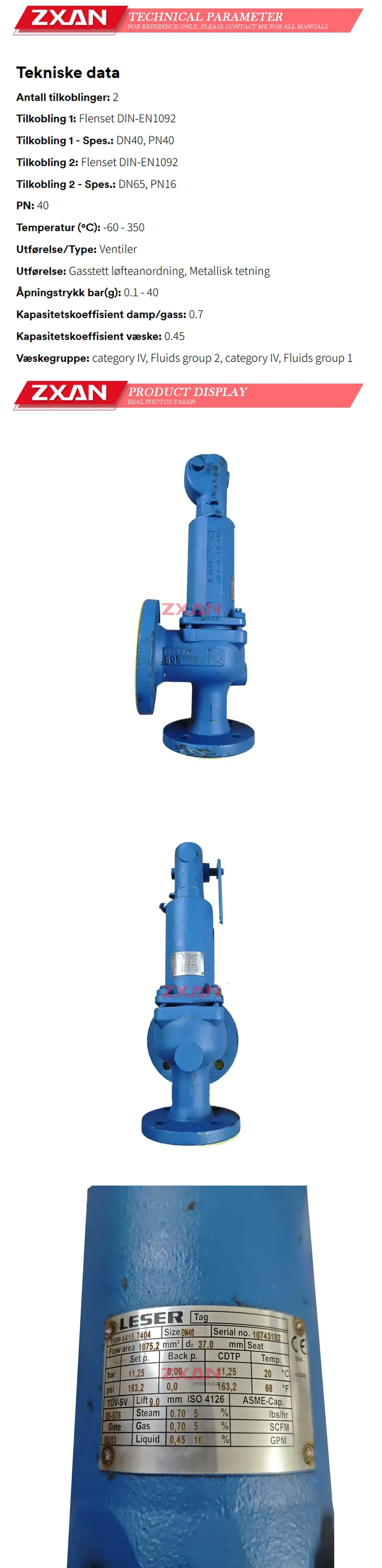 LESER 4415.7404 safety valve Description