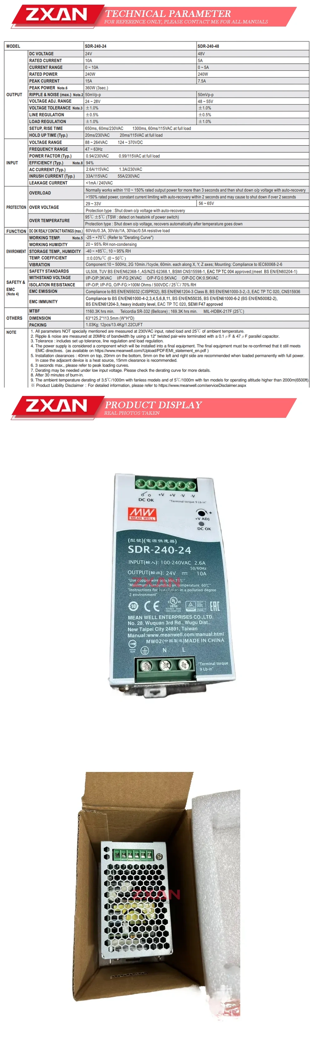 MEAN WELL SDR-240-24 Description