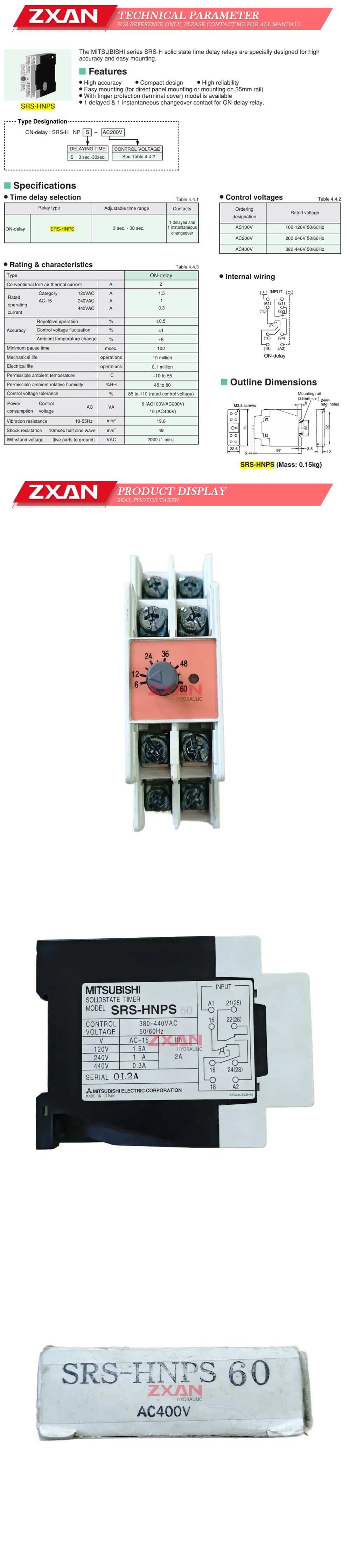 MITSUBISHI SRS-HNPS Time Delay Relay Description