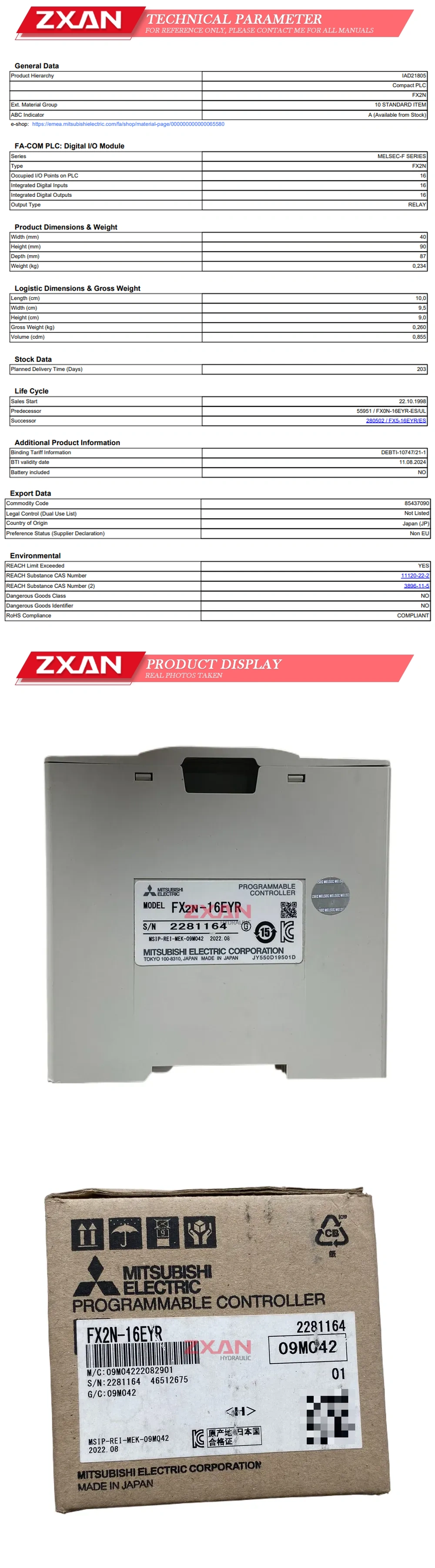 Mitsubishi FX2N-16EYR Description