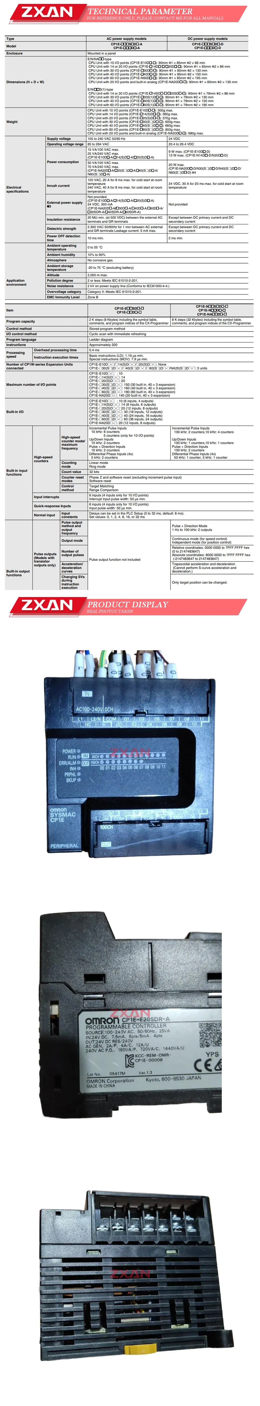 OMRON CP1E-E20SDR-A Description