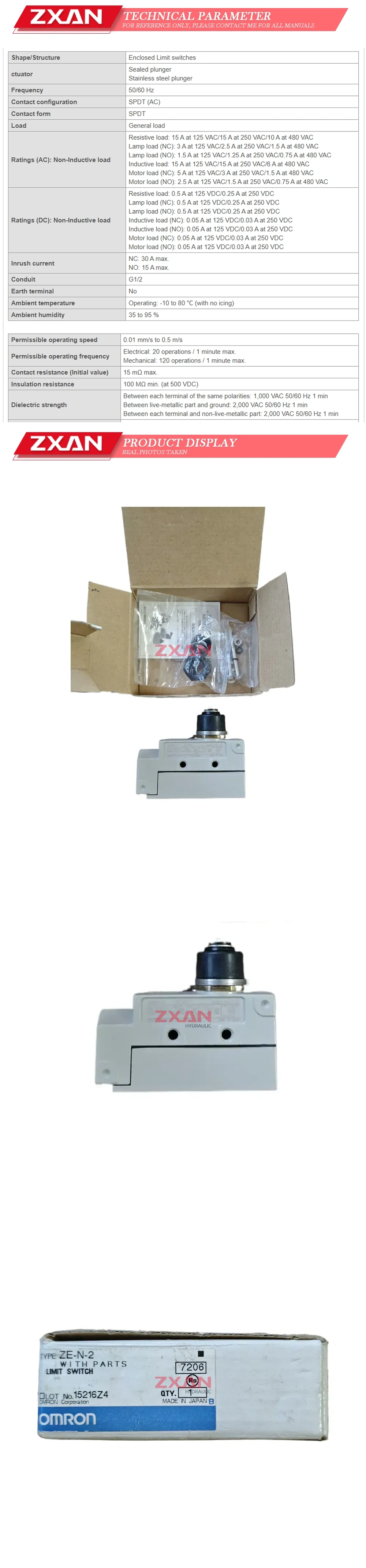 OMRON ZE-N-2 limit switch Description