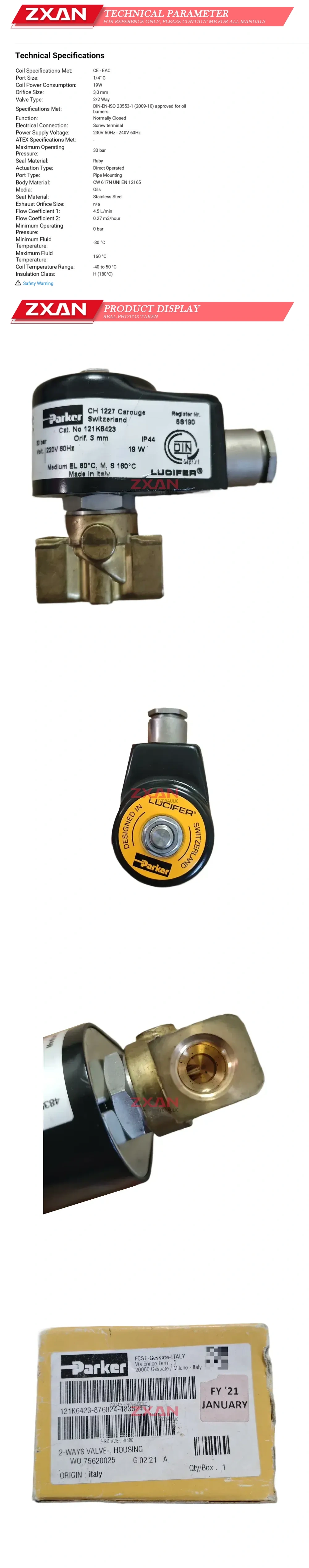 Parker 121K6423-876024-483824T1 Description