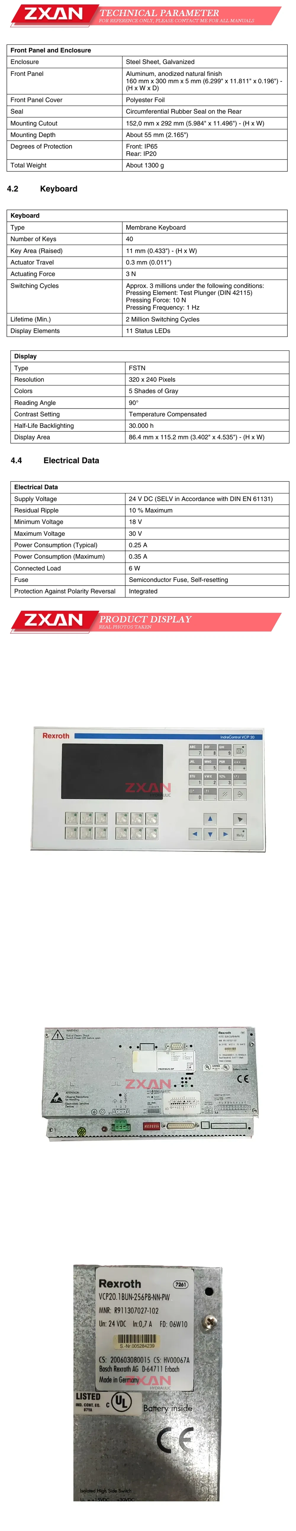 Rexroth R911307027-102 VCP20.1BUN-256PB-NN-PW Description