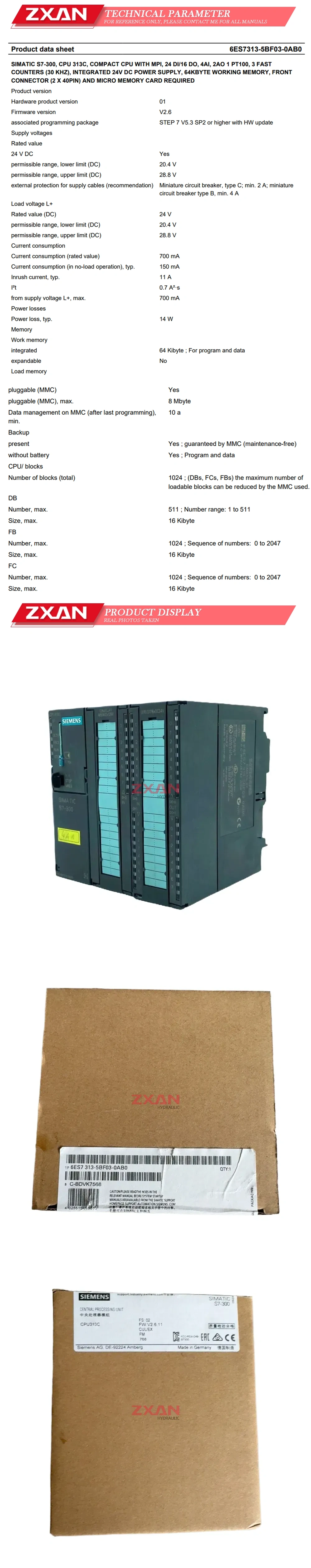 Siemens 6ES7313-5BF03-0AB0 Description