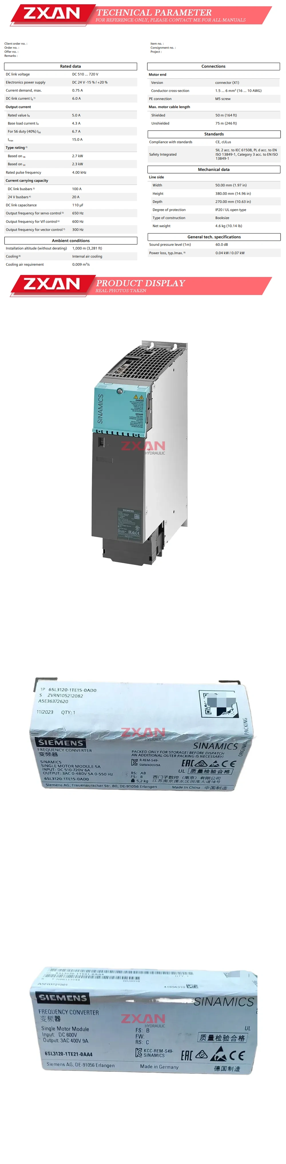 Siemens 6SL3120-1TE15-0AD0 Description