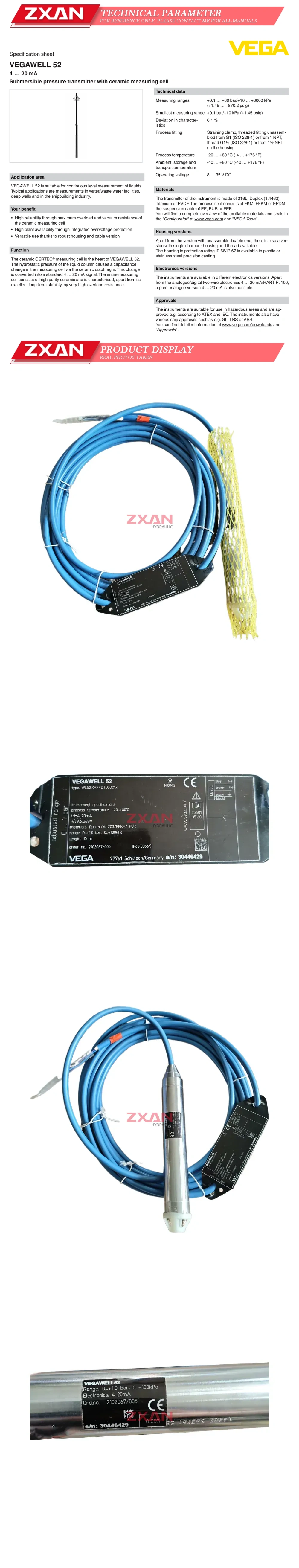 VEGA WL52.XMX4DTD5DC1X Liquid level probe Description