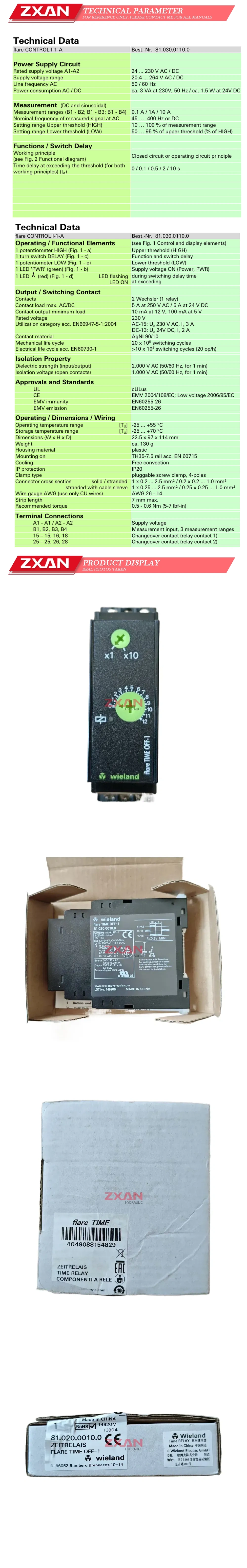 Wieland FLARE TIME OFF-1 TDR 1 time relay Description